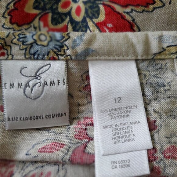Emma James Floral Linen Rayon Blend Button Up the Front Skirt Size 12 - Picture 8 of 14